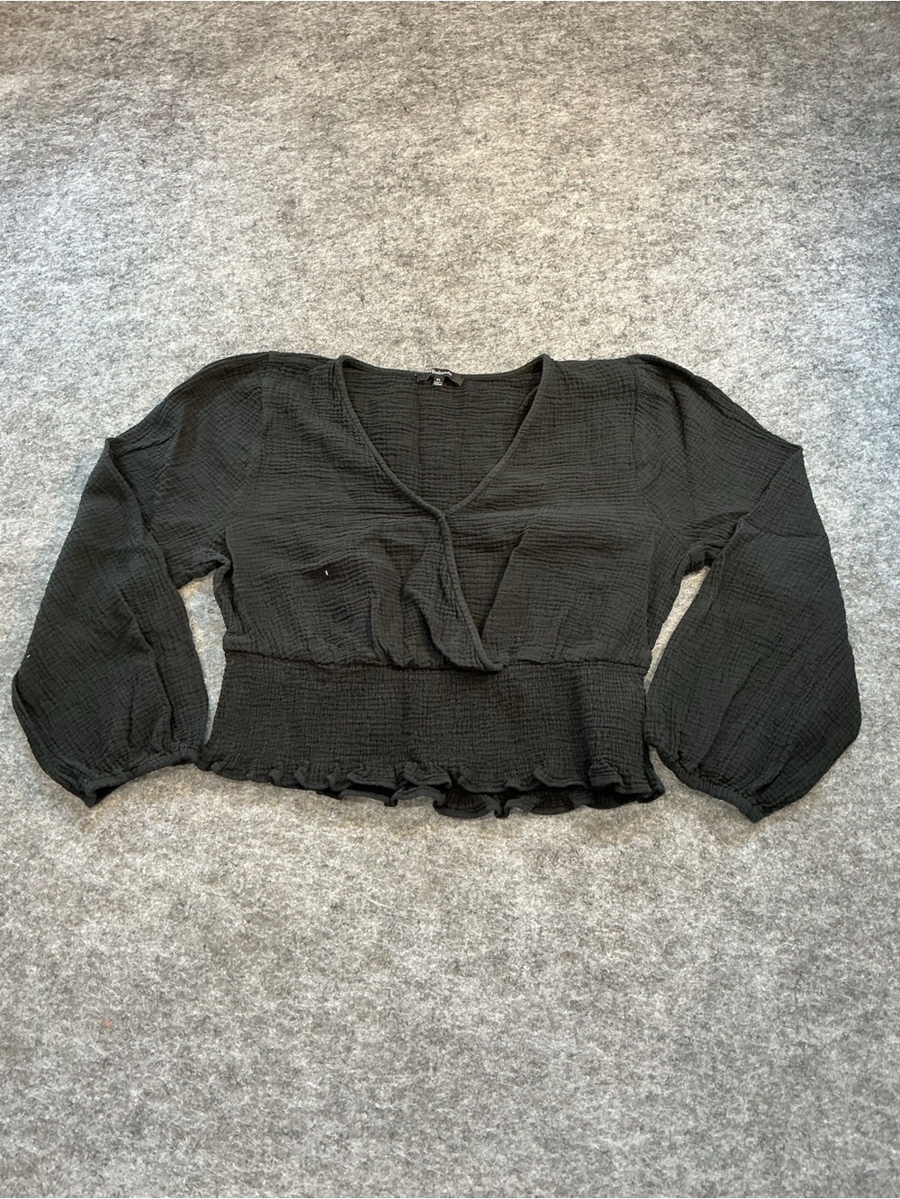 Madewell Black V-Neck Peplum Long-Sleeve Women's Top Size XL